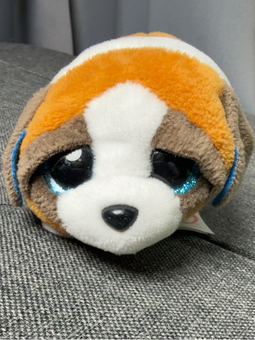 Ty Plush Dog Beanie - Orange, White, Brown with Blue Sparkle Eyes